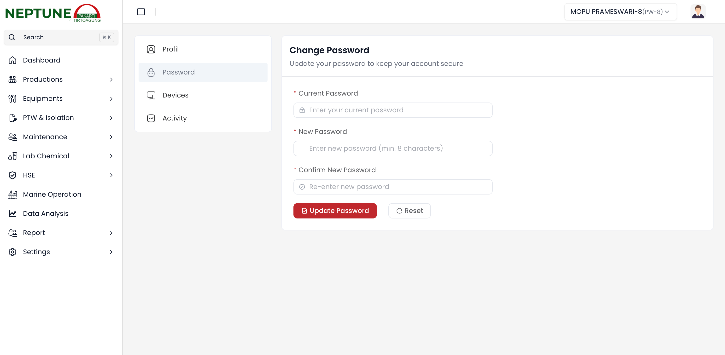 Formulir Ganti Password