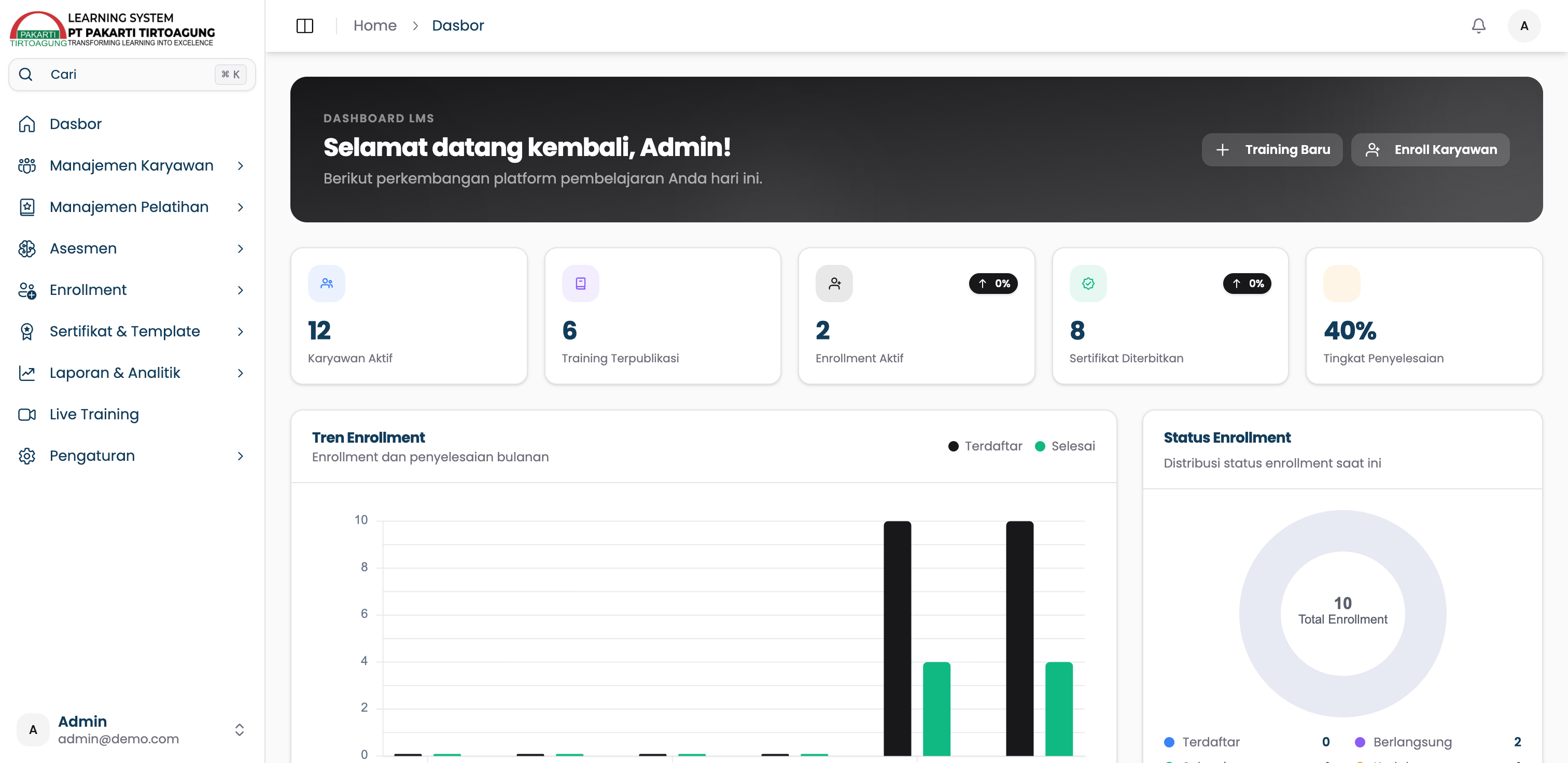 Tampilan Utama Learning Management System